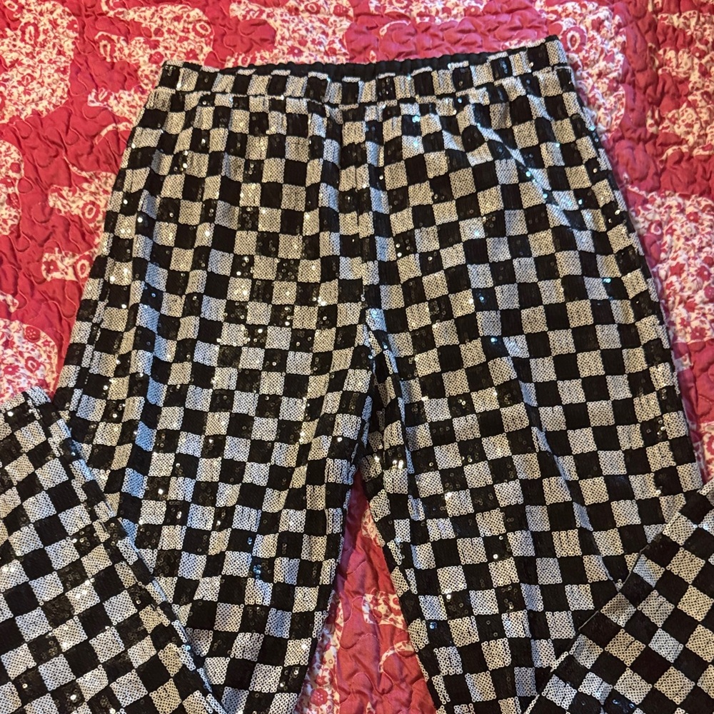 NWOT DAVI & DANI Checkered Pants - Black and White